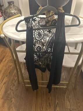 Black Lace-Back Women's Top